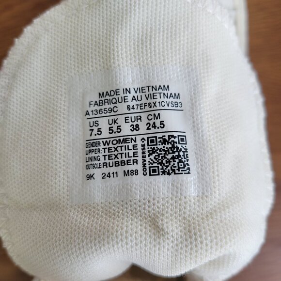 ⭐Converse Chuck Taylor Lift Rose Cross Stitch Sz 7.5 Women's Shoes White A13659C - Picture 10 of 12